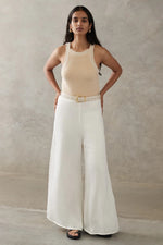 Silky Cupro Wide Leg Pants - Ecru