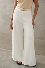 Silky Cupro Wide Leg Pants - Ecru