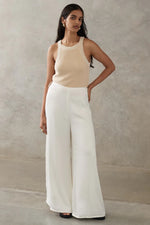 Silky Cupro Wide Leg Pants - Ecru