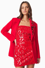 Sequin Strapless Mini Party Dress - Red