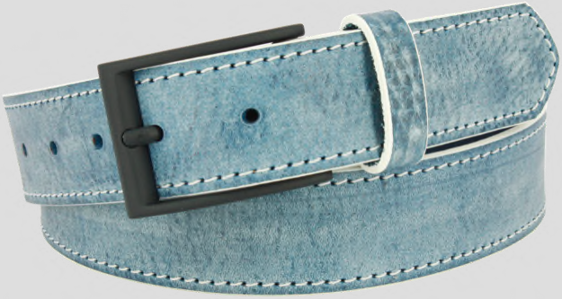 Italian Leather Stitch Belt - Blue