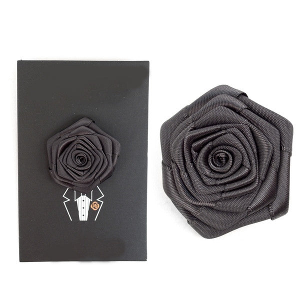 Solid Floral Lapel Pin- Charcoal