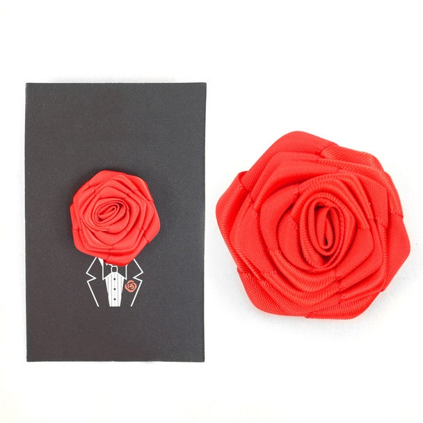 Solid Floral Lapel Pin- Red