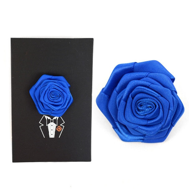 Solid Floral Lapel Pin- Royal Blue