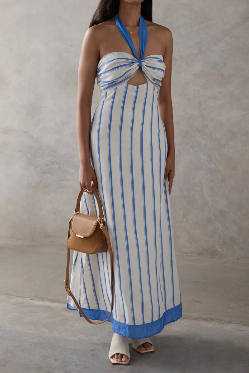 Printed Linen Dress - Stripes