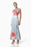 Floral Single Shoulder Maxi - Multi Blue