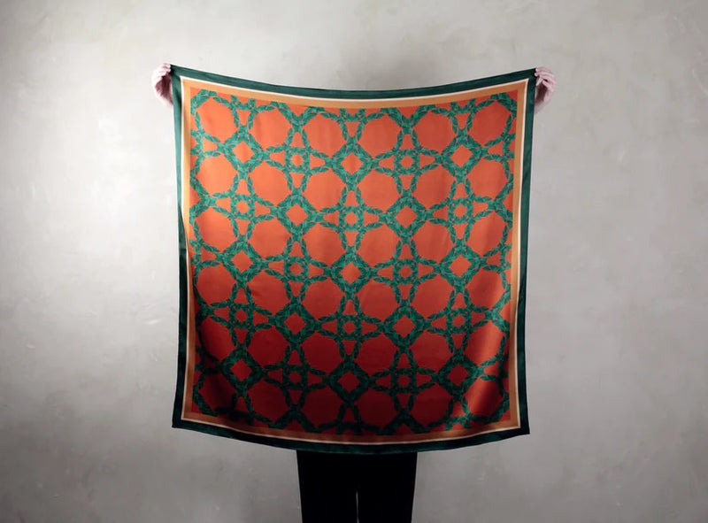 40x40 Printed Silk Scarf - Orange