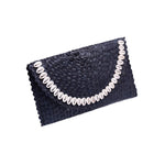 Woven Seashell Clutch - Black