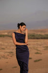 Asymmetrical Off Shoulder Gown - Midnight Gown