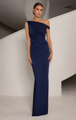 Asymmetrical Off Shoulder Gown - Midnight Gown