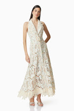 Belted Floral Lace Maxi - Multicolor