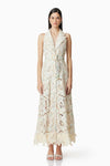 Belted Floral Lace Maxi - Multicolor