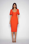 Square V-Neck Midi with Short Sleeeves - Tangerine