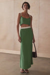 Cupro Top with Wide Contrast Straps - Matcha - PRE ORDER