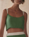 Cupro Top with Wide Contrast Straps - Matcha - PRE ORDER