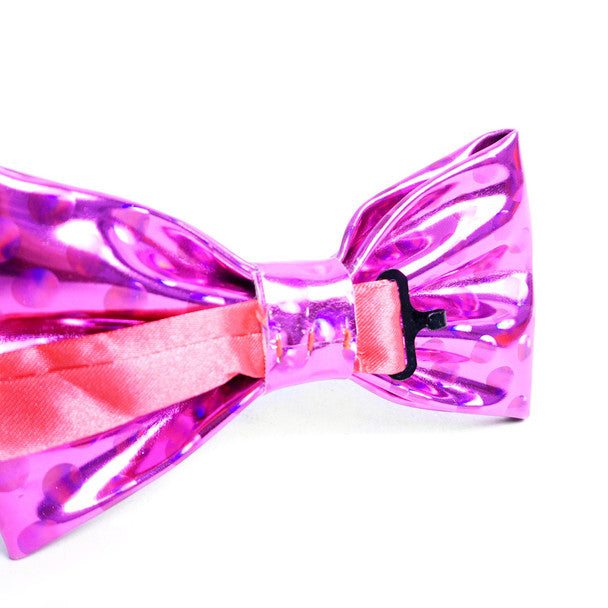 Metallic Banded Bow Tie - Fuchsia