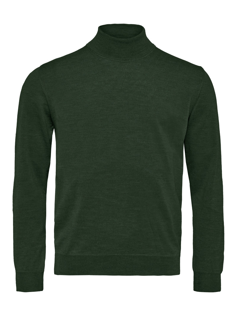 Extra Fine Merino Wool Turtleneck - Dark Green