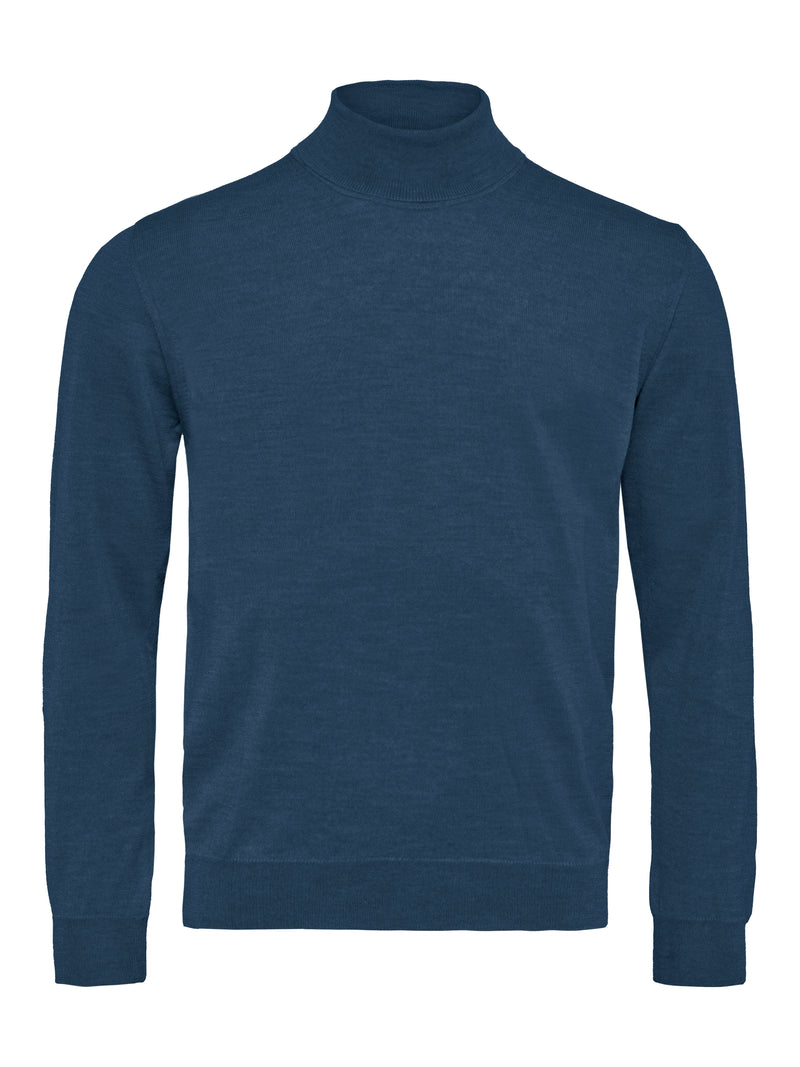 Extra Fine Merino Wool Turtleneck - Stone Blue