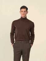 Extra Fine Merino Wool Turtleneck -  Stone Brown