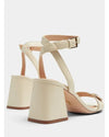 Block Heel Leather Sandals - White