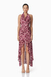 Printed Georgette Gown - Plum