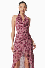 Printed Georgette Gown - Plum