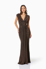 Shimmer Drape Gown - Black/Gold