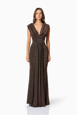 Shimmer Drape Gown - Black/Gold