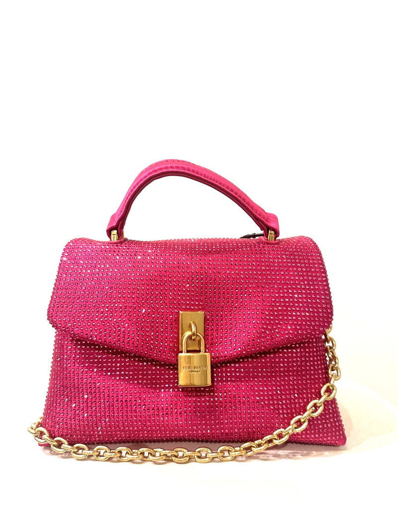 Embellished Crystal Crossbody Bag - Hot Pink