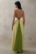 Colorblock Cupro Maxi Dress - Green