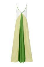 Colorblock Cupro Maxi Dress - Green