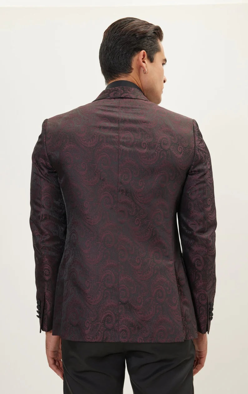 Paisley Shawl Tuxedo - Burgundy