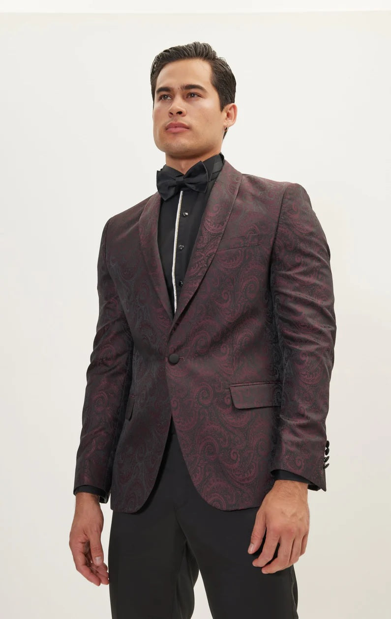 Paisley Shawl Tuxedo - Burgundy