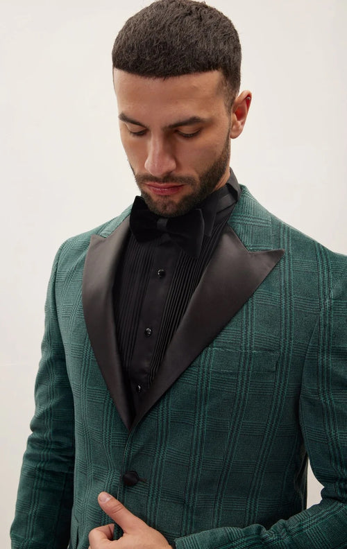 Italian Velvet Prince of Wales Tuxedo - Green