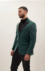 Italian Velvet Prince of Wales Tuxedo - Green