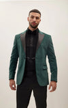 Italian Velvet Prince of Wales Tuxedo - Green