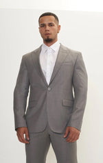 Merino Wool & Silk Single Breasted Suit - Grey