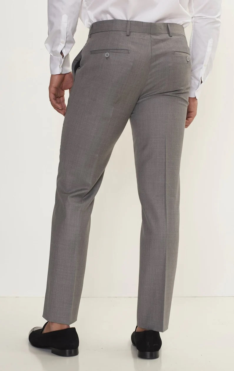 Merino Wool & Silk Single Breasted Suit - Grey