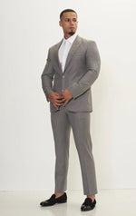 Merino Wool & Silk Single Breasted Suit - Grey