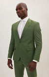 Single Breasted Peak Lapel Merino Suit - Kale