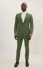 Single Breasted Peak Lapel Merino Suit - Kale