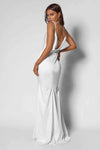 Satin Drape Gown with Diamond Back - Pearl