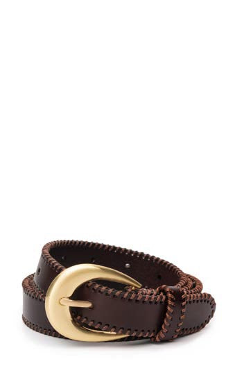 Whipstitch Leather Belt - Espresso