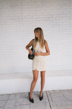 Button Front Fitted Mini Dress - Cloud