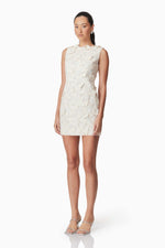 Butterfly Applique Mini Shift Dress - Creme