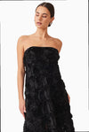 Textured Floral Strapless Gown - Black