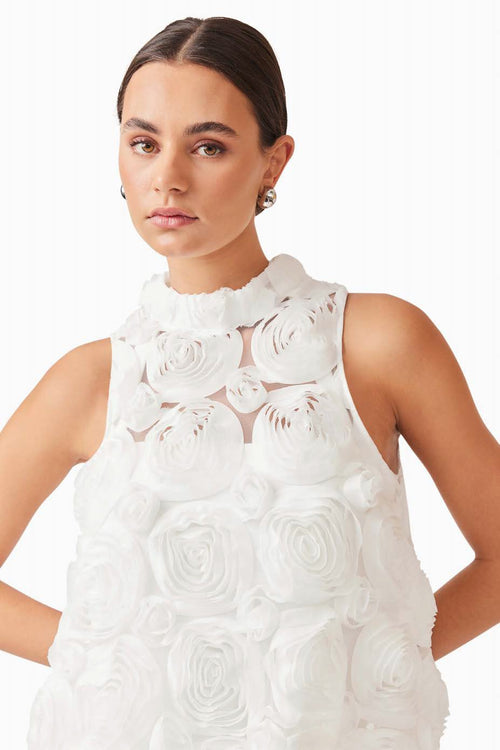 Textured Floral Two-Piece Dress - Ivory