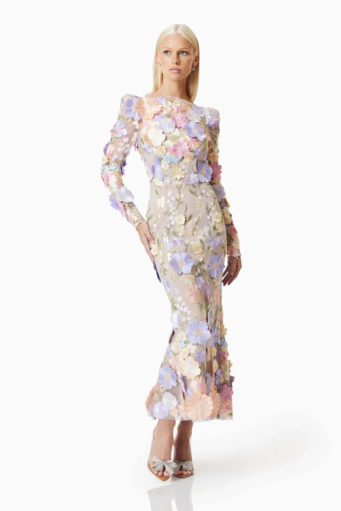 Floral Applique Dress - Pastel