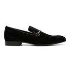 Velvet Loafers with Metal Buckle - Black