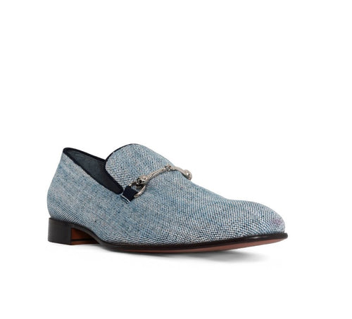 Canvas Loafers with Metal Buckle - Denim